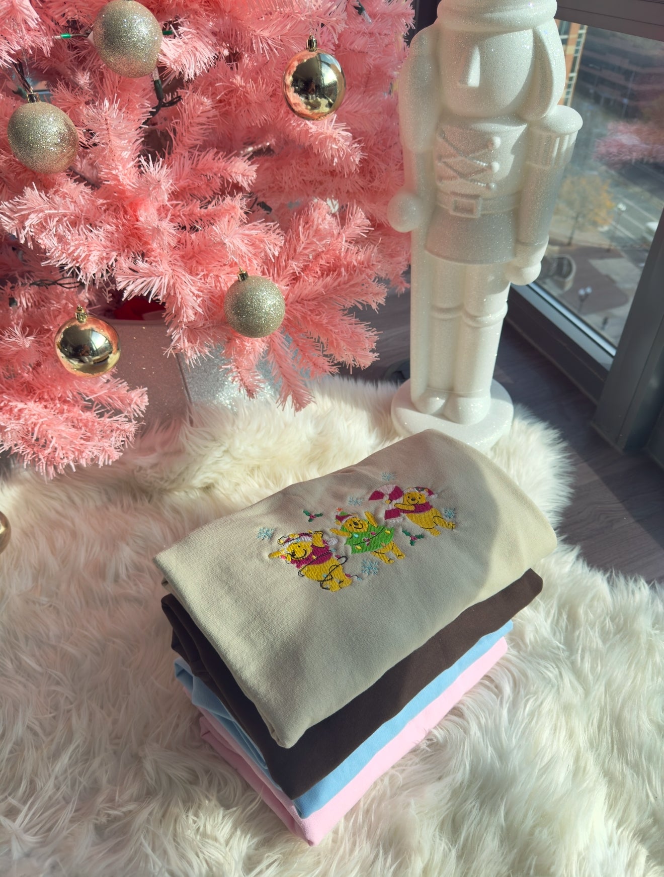 Christmas Pooh Embroidered Crewneck