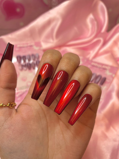 Viral Heart Cateye Nails - Long Length