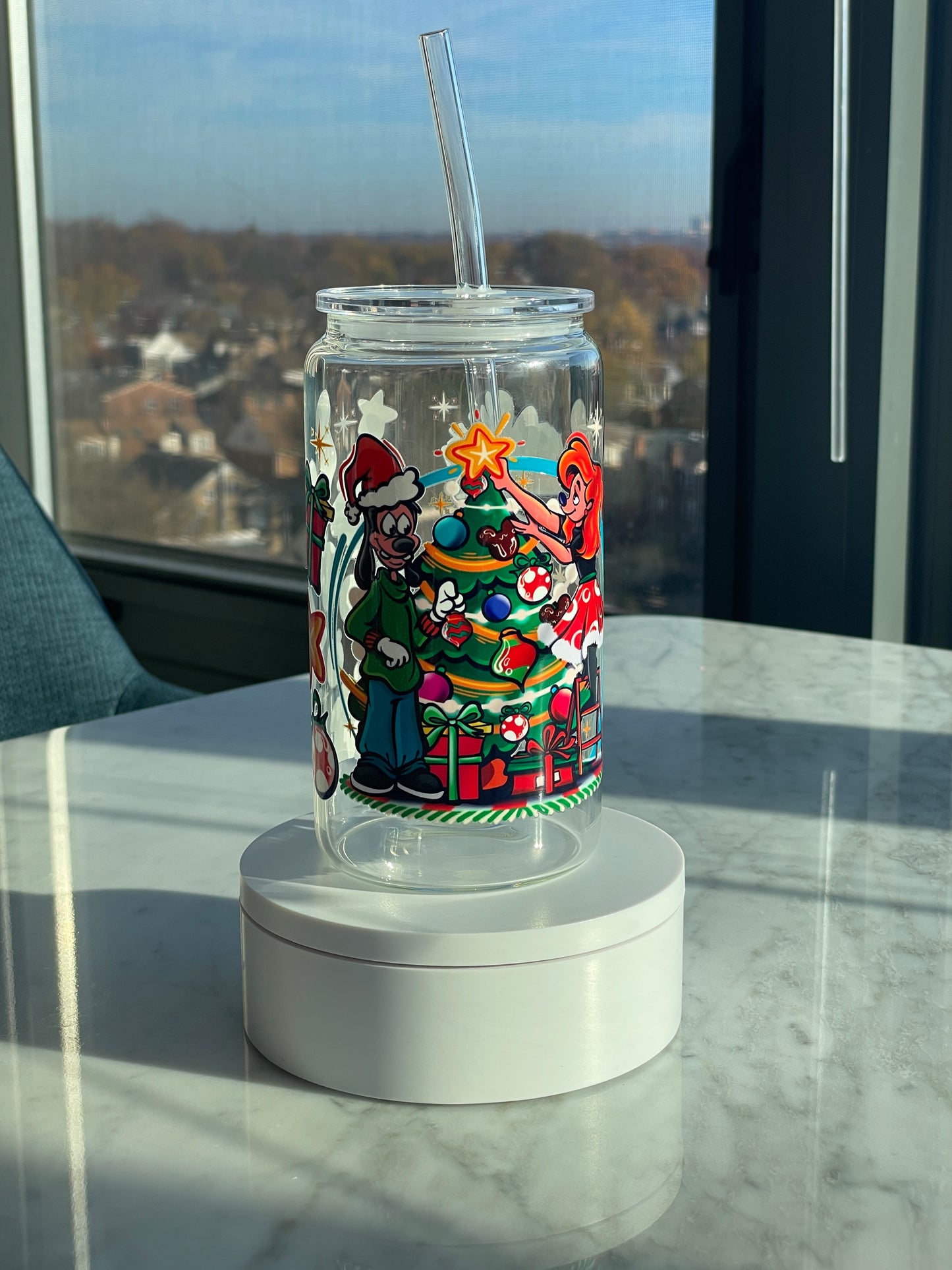 A goofy XMAS GLASS CUP