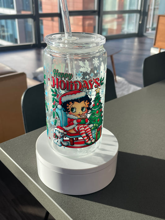 Happy Boop Holidays GLASS CUP